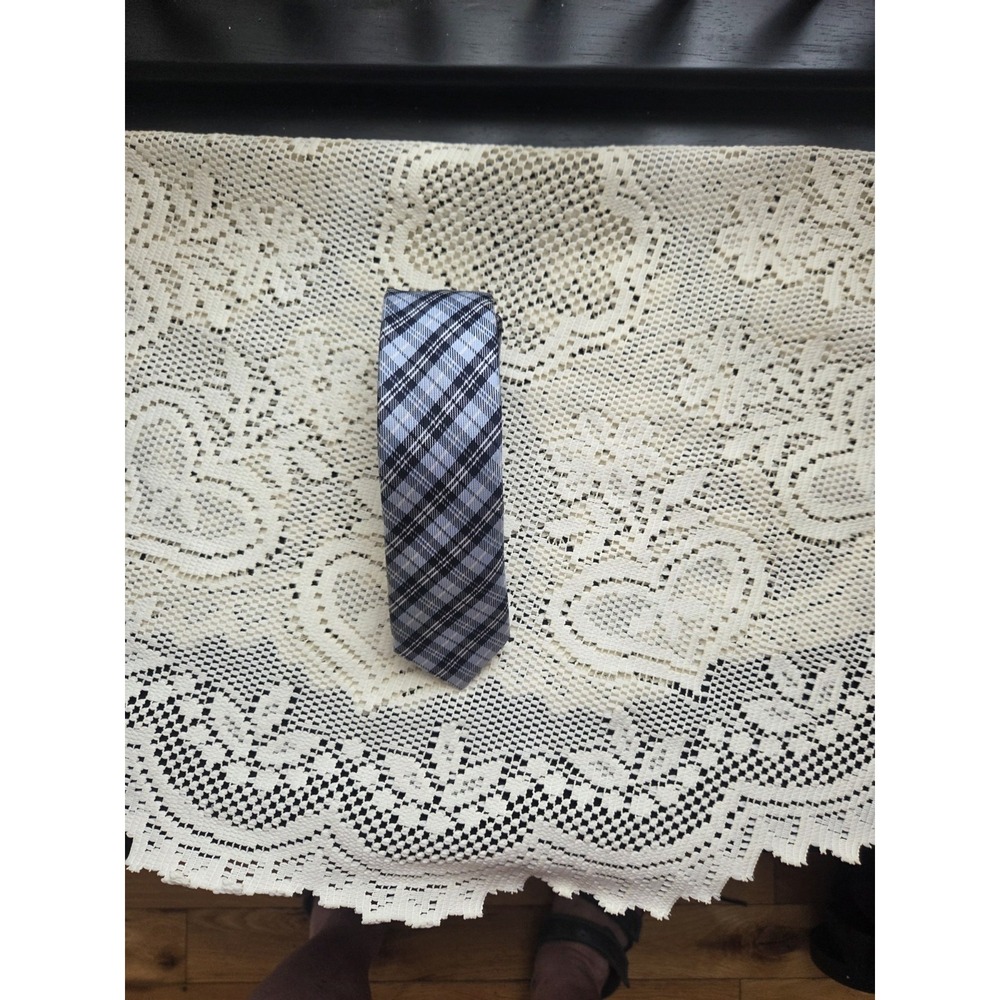 Giorgio Mariani Silk Tie,  Blue and‎ White Plaid Pattern, Made in Italy Designer